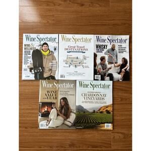 Lot of 5 Wine Spectator Magazines 2023. Whisky, Chardonnay, Travel, Wine Of Year